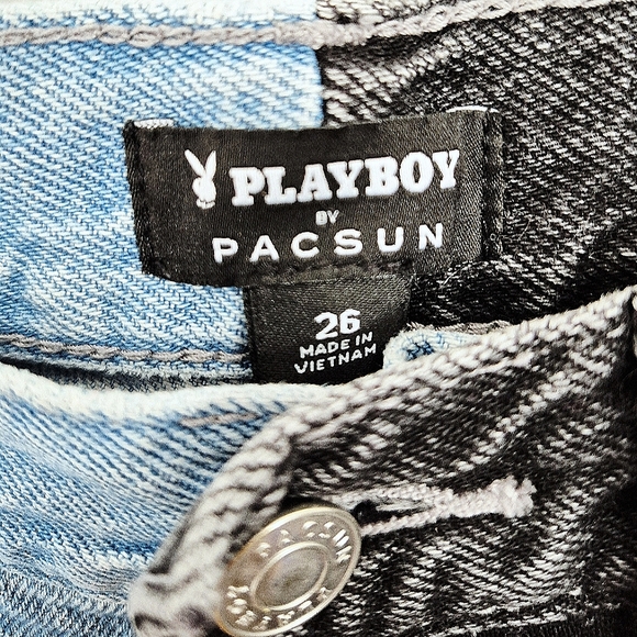 PacSunXPLAYBOY Blue/Black Two-Tone Ultra High Rise Denim Pants Fall Sexy Spring - Picture 15 of 16